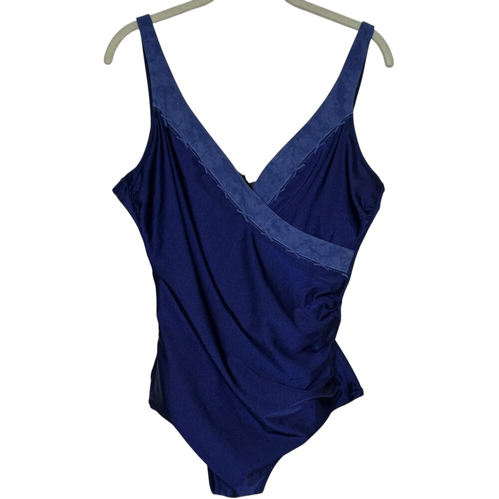 La Perla Anna Club Made in Italy Blue Faux Wrap One Piece Swimsuit Size 52 US 16